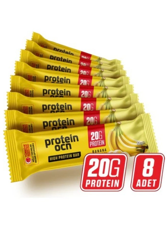 FlavaNaturals Proteinocean Whey Protein Bar Banana Dream Flavor 50g x 8-Pack Low Sugar - Image 1
